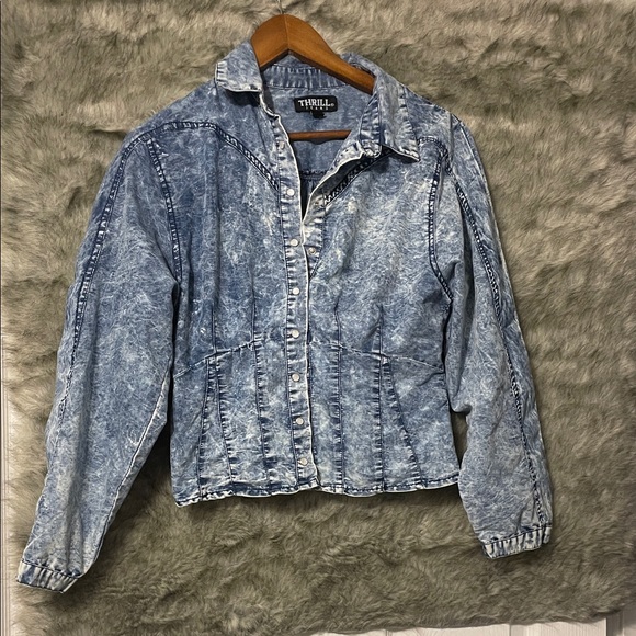 Thrill Jackets & Blazers - Thrill Women's Faded Denim Jean Jacket